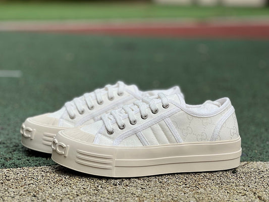 adidas x Gucci Gazelle Platform Sneaker in Ecru Original GG Canvas