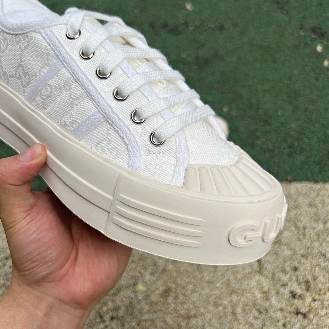 adidas x Gucci Gazelle Platform Sneaker in Ecru Original GG Canvas