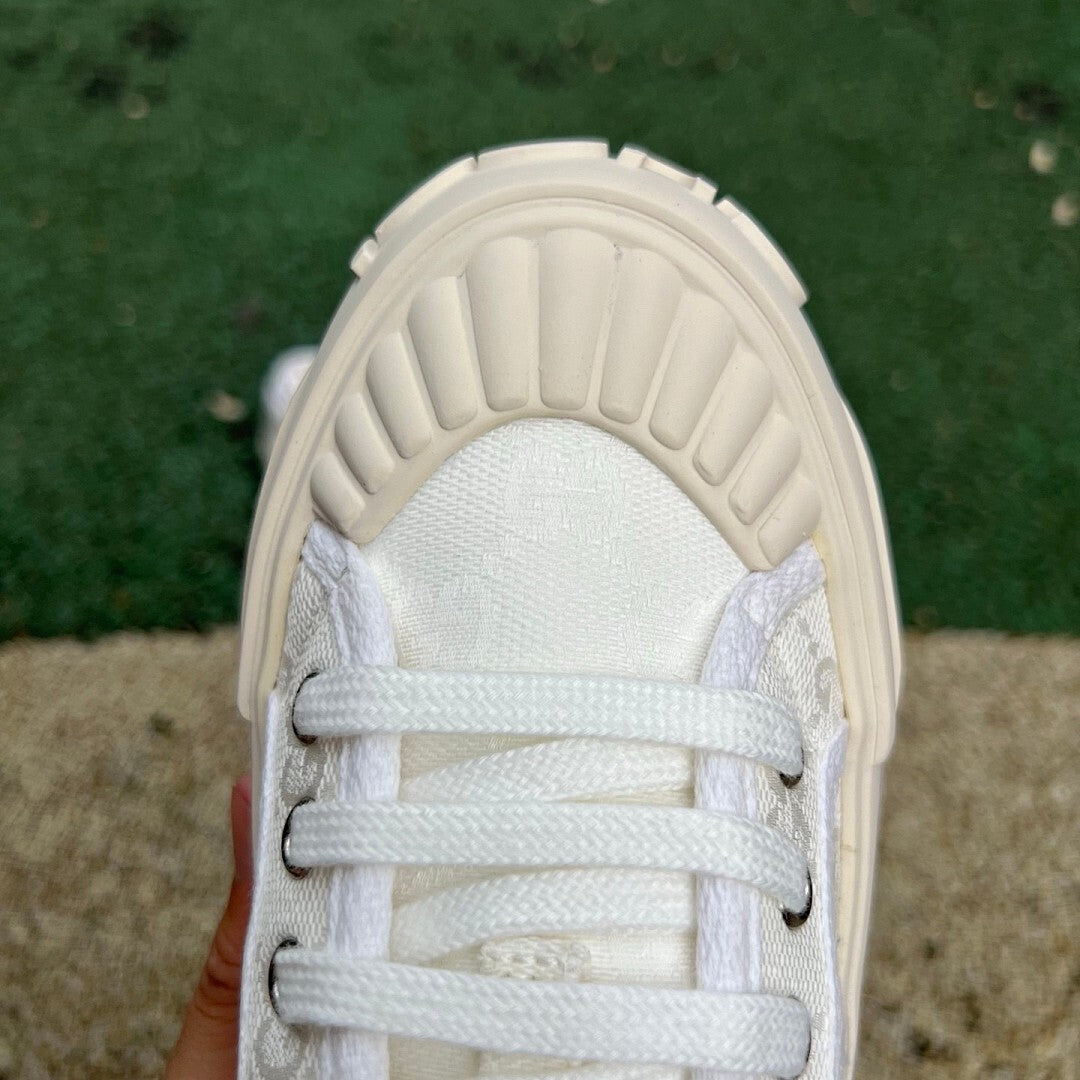 adidas x Gucci Gazelle Platform Sneaker in Ecru Original GG Canvas