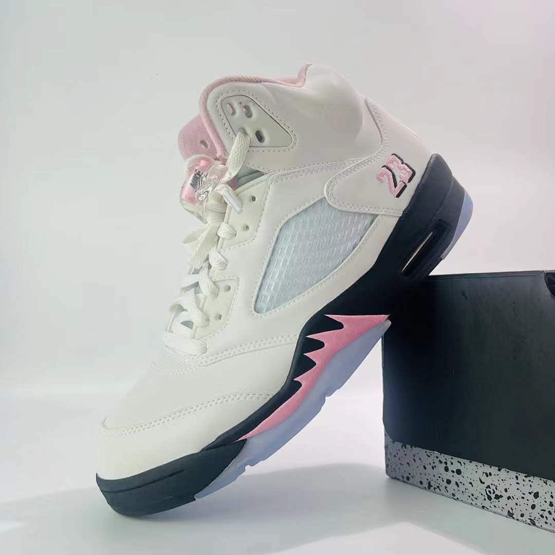 Awake NY x Air Jordan 5 Retro 'Sail' White Black Pink Foam FD7773-100 Men's Sneakers