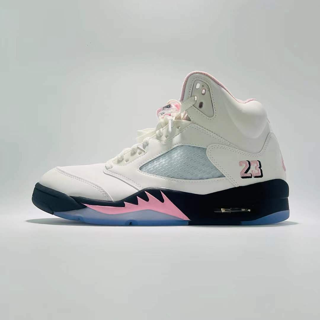 Awake NY x Air Jordan 5 Retro 'Sail' White Black Pink Foam FD7773-100 Men's Sneakers