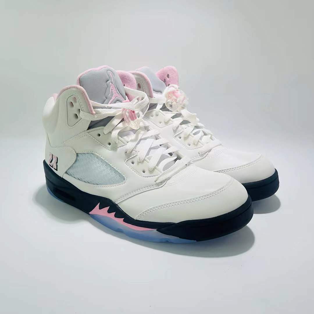 Awake NY x Air Jordan 5 Retro 'Sail' White Black Pink Foam FD7773-100 Men's Sneakers