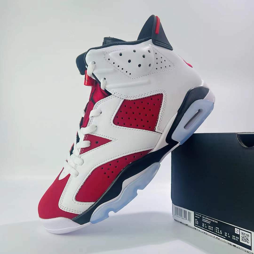 Air Jordan 6 Retro Carmine White Red Black Icy Sole Sneakers CT8529-106 Men's Basketball Shoes