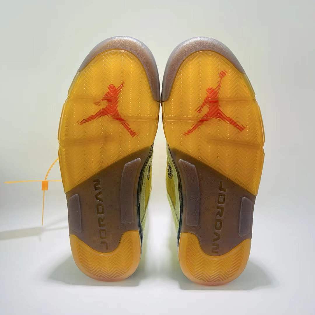 Nike Air Jordan 5 Retro SP x Off-White 'Sail' Muslin Fire Red Black Men's Sneakers CT8480-100