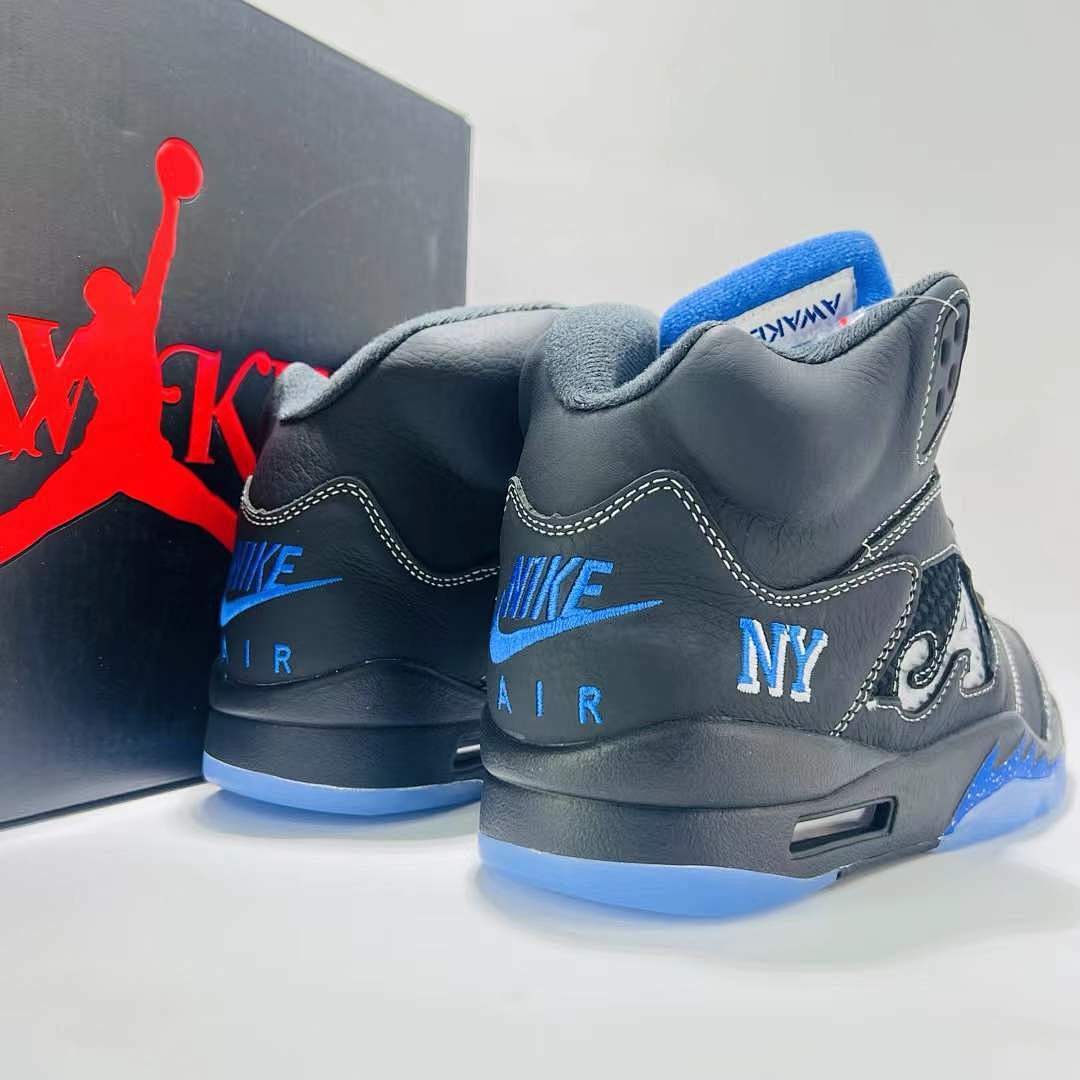 Air Jordan 5 Retro SP Awake NY Black Varsity Royal Blue FQ7911-001 Men's Sneakers Limited Edition