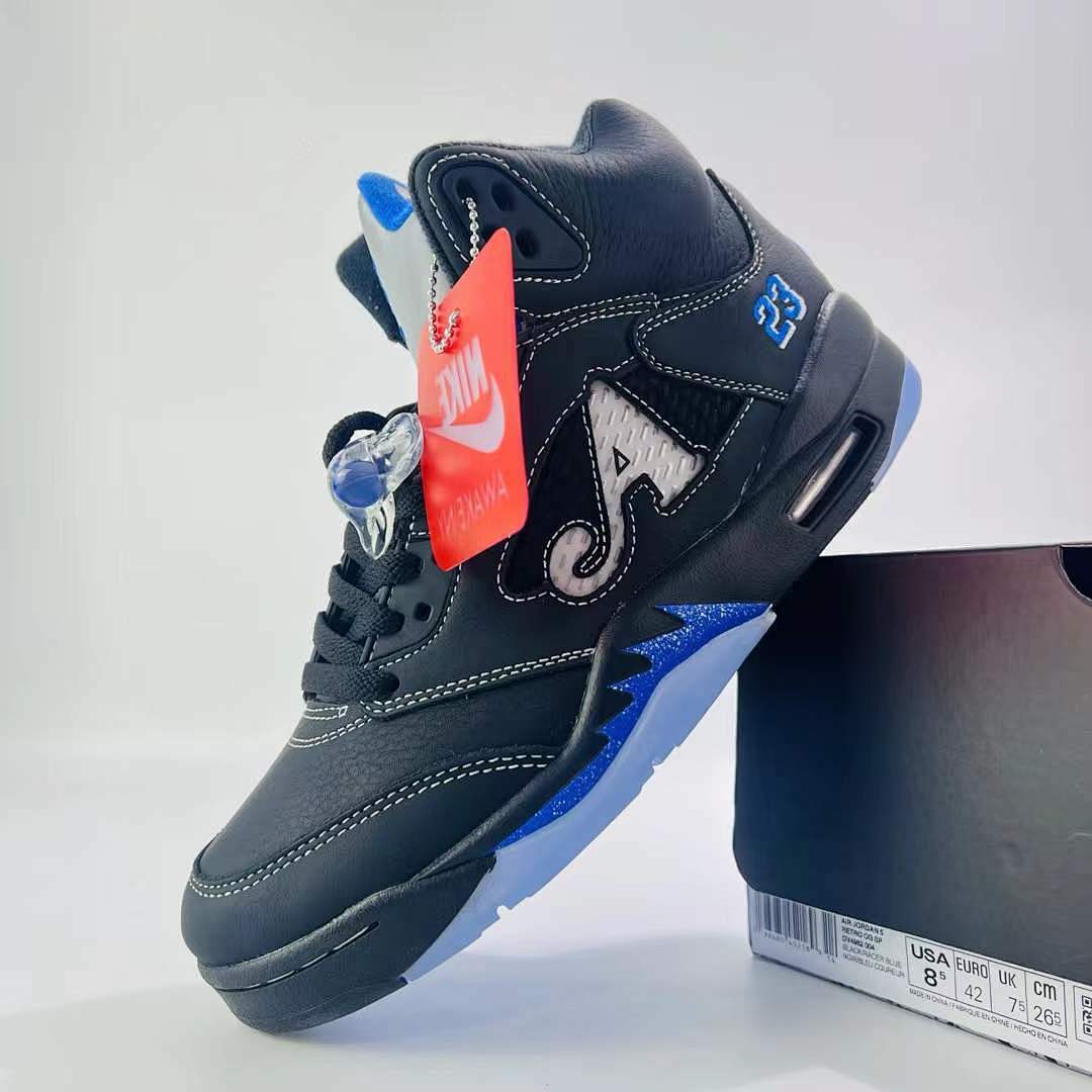 Air Jordan 5 Retro SP Awake NY Black Varsity Royal Blue FQ7911-001 Men's Sneakers Limited Edition