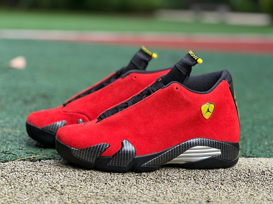 Air Jordan 14 Retro Ferrari Challenge Red Black Vibrant Yellow 654459-670