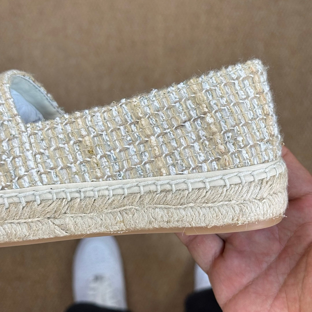 Chanel Espadrilles Tweed & Lambskin Ecru & Beige G37482 Y55325 K2976