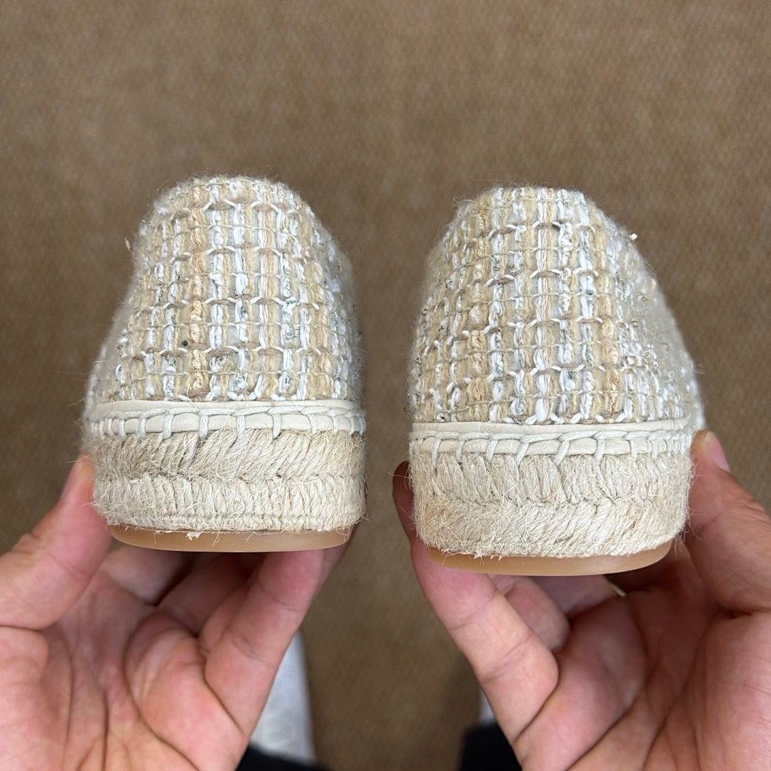 Chanel Espadrilles Tweed & Lambskin Ecru & Beige G37482 Y55325 K2976