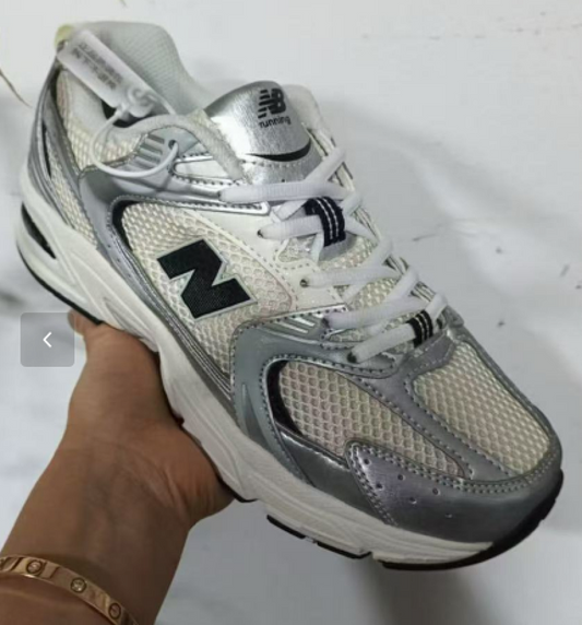 New Balance 530 White Silver Metallic Running Shoes Sneakers MR530KA