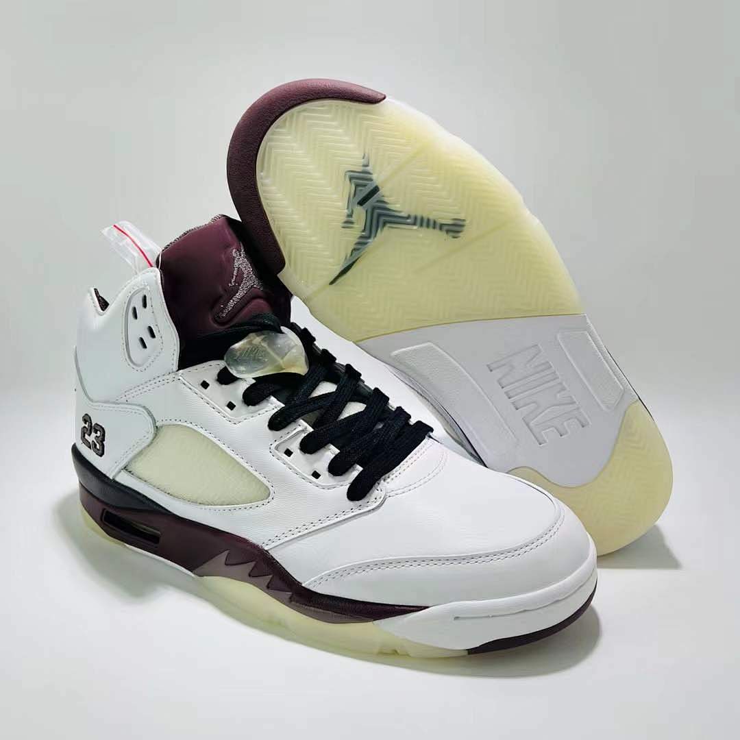 Nike Air Jordan 5 Retro Burgundy 2023 Men's Basketball Shoes White Deep Burgundy DV0562-161