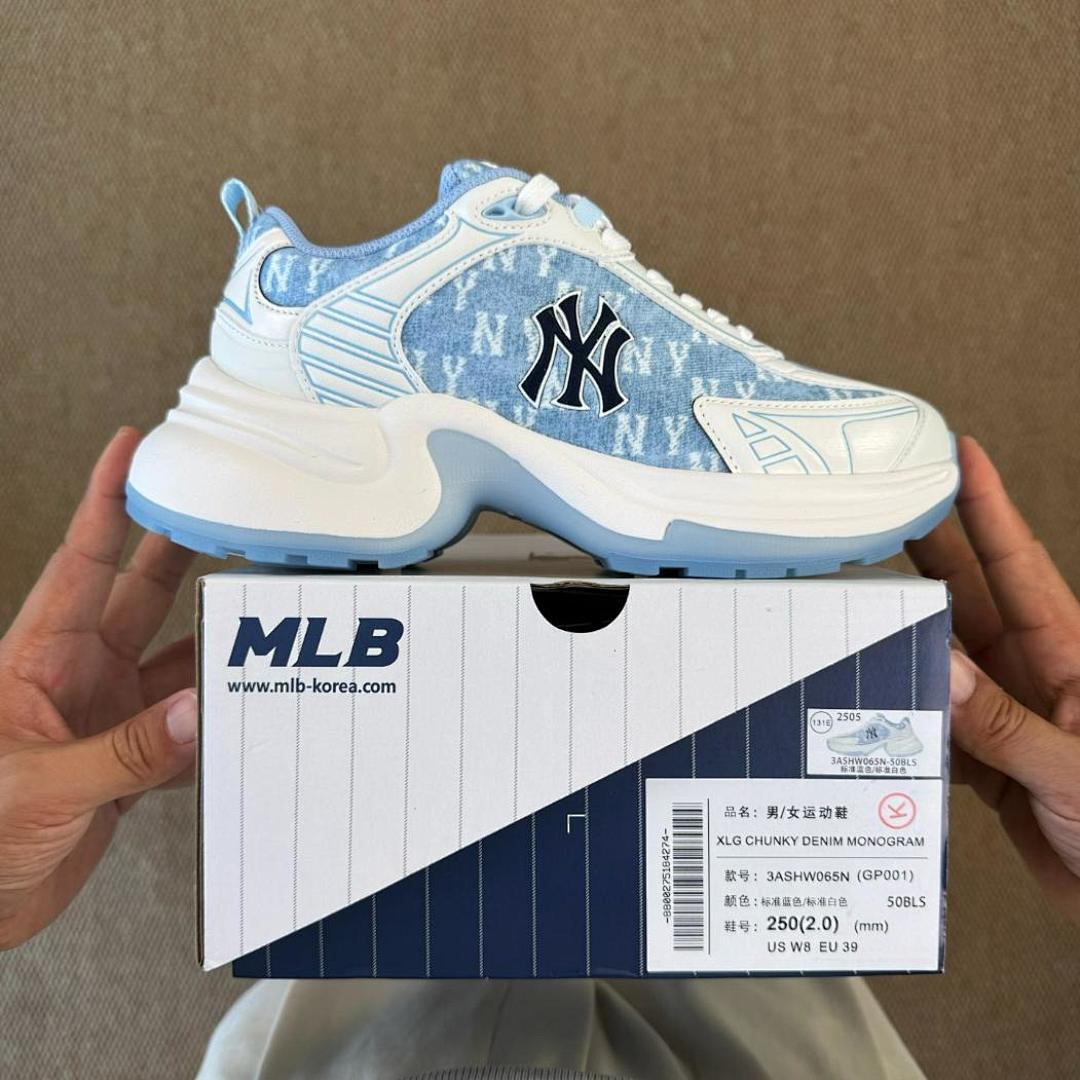 MLB Chunky Liner Monogram New York Yankees Light Blue Denim Sneakers