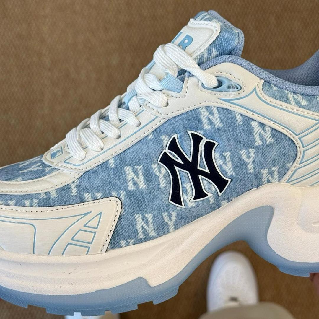 MLB Chunky Liner Monogram New York Yankees Light Blue Denim Sneakers