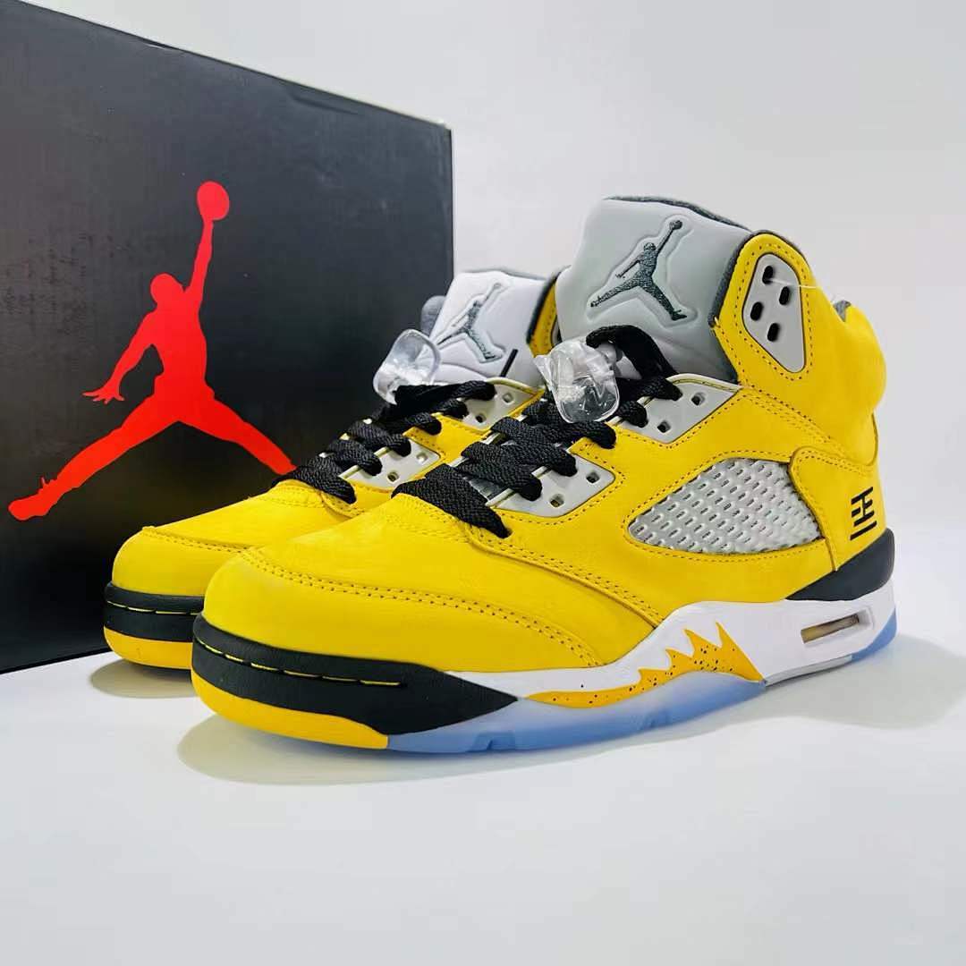 Nike Air Jordan 5 Retro Lightning DD0587-700 Men's Yellow Grey Black Sneakers AJ5 Basketball Shoes
