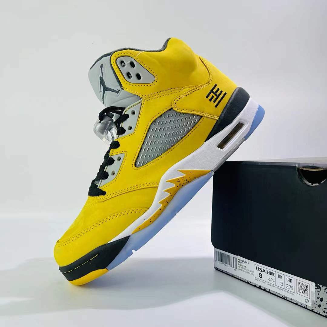 Nike Air Jordan 5 Retro Lightning DD0587-700 Men's Yellow Grey Black Sneakers AJ5 Basketball Shoes