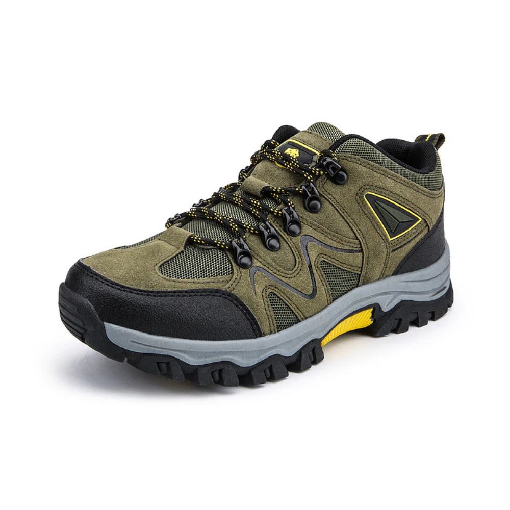 Blotcha Men's Orthopedic Hiking Shoes - Green Waterproof Suede Leather with Arch Support