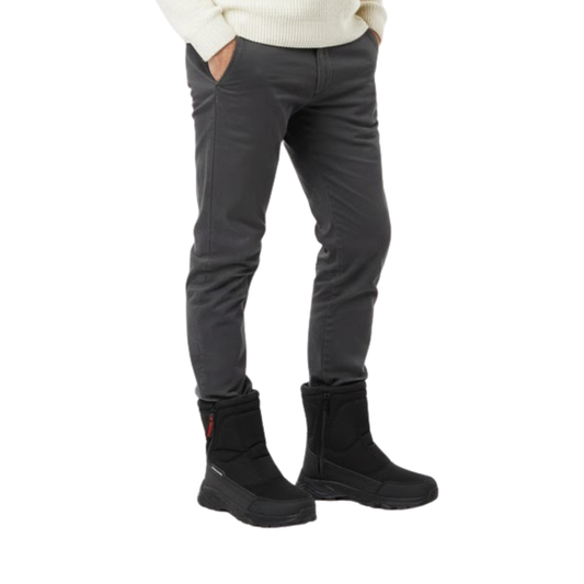 Blotcha Men's Black Zippered Winter Snow Boots, Insulated Waterproof Rugged Footwear