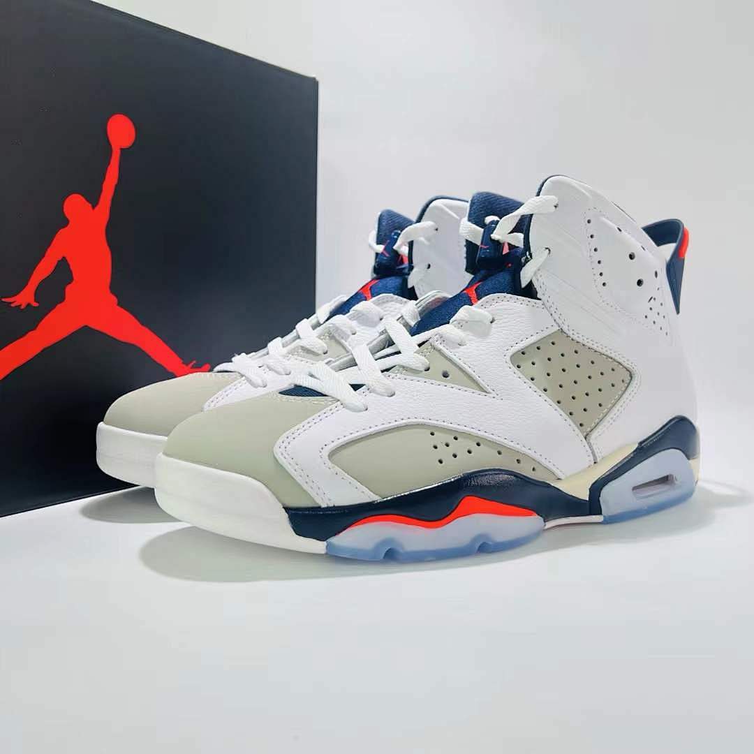Nike Air Jordan 6 Retro "Tinker" White Obsidian Infrared 23 Neutral Grey Men's Basketball Shoes 384664-104