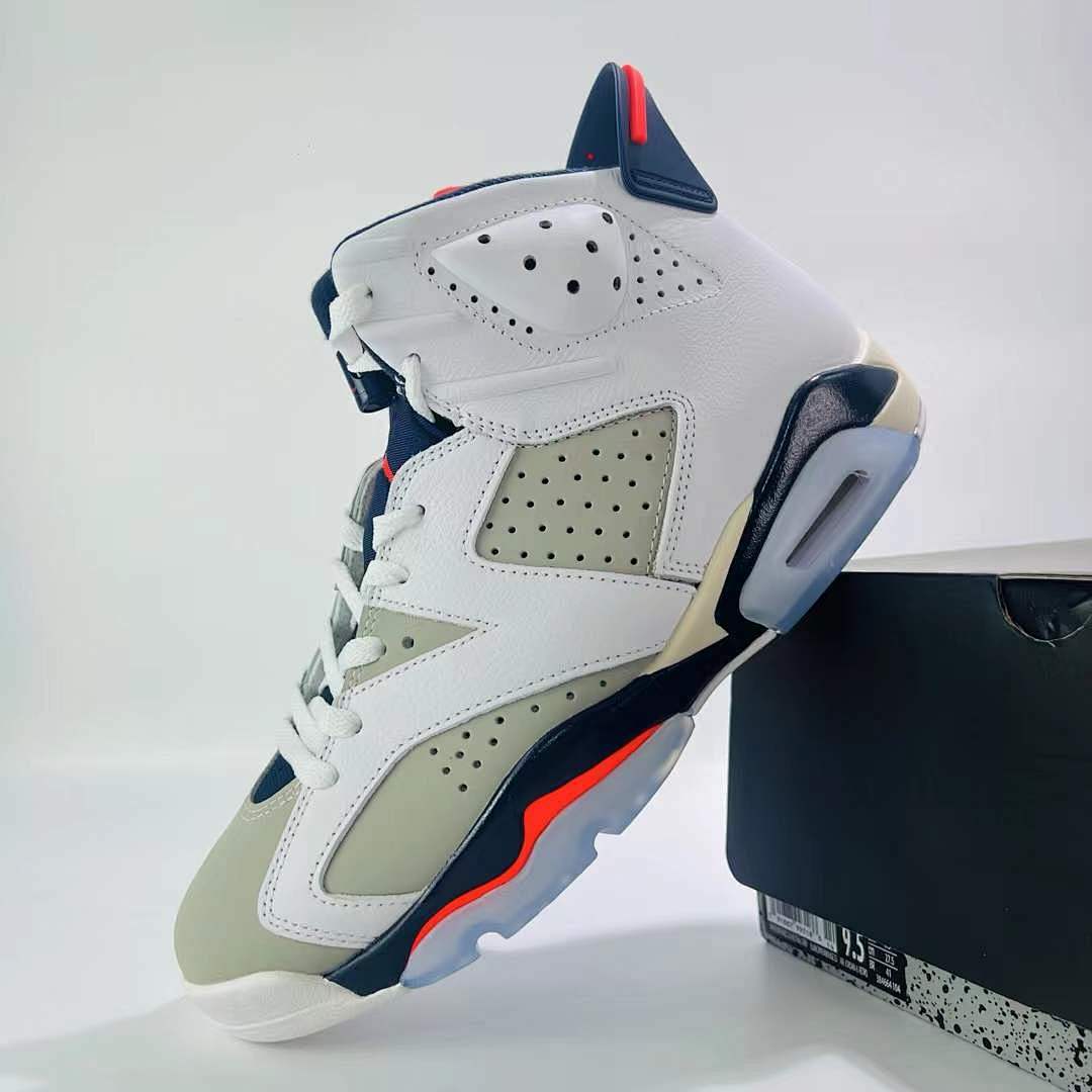 Nike Air Jordan 6 Retro "Tinker" White Obsidian Infrared 23 Neutral Grey Men's Basketball Shoes 384664-104