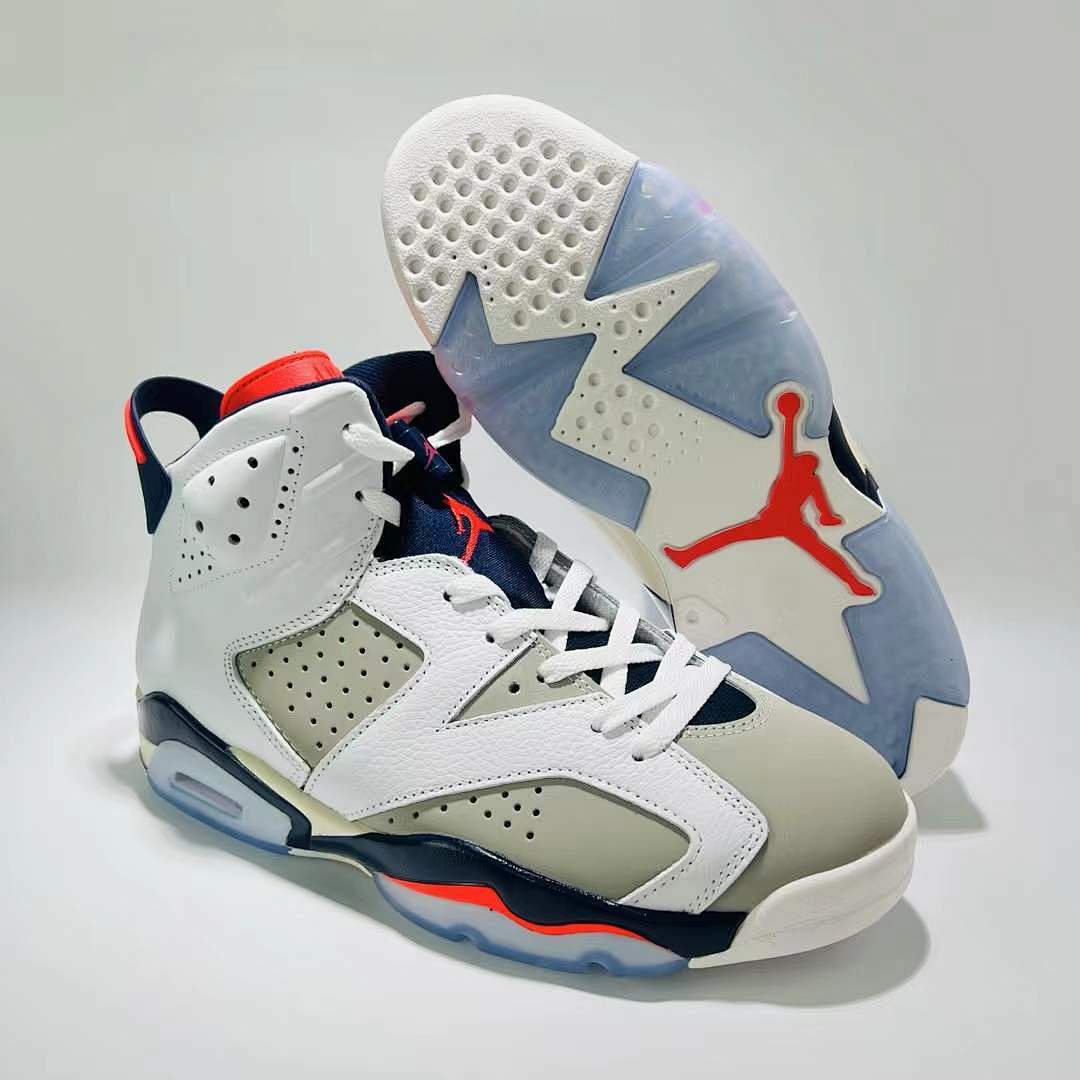 Nike Air Jordan 6 Retro "Tinker" White Obsidian Infrared 23 Neutral Grey Men's Basketball Shoes 384664-104