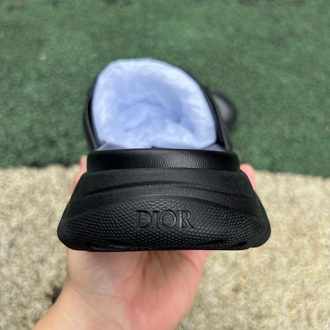Dior Men's Black Oblique Jacquard Slide Sandals