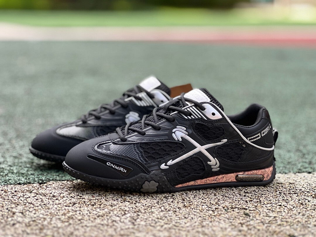 ONEMIX Men's X-Shaped Support Black Running Sport Sneakers