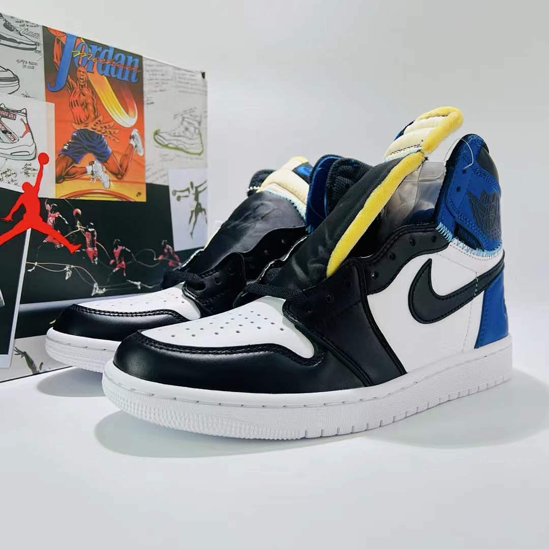 Nike SB Air Jordan 1 Retro High OG Defiant "LA to Chicago" Black White Royal Blue Yellow Sneakers CD6571-045 Men's Lifestyle Shoes