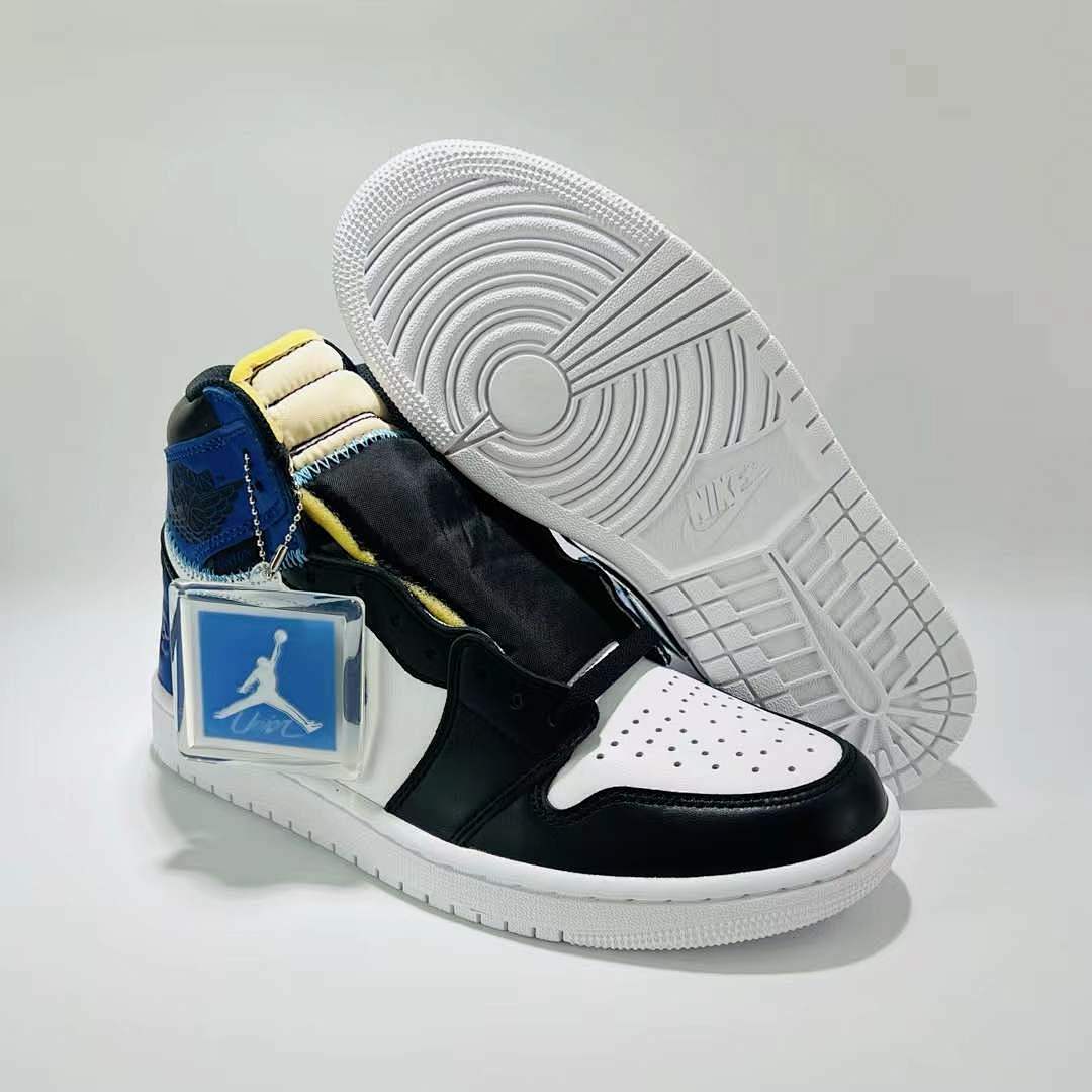 Nike SB Air Jordan 1 Retro High OG Defiant "LA to Chicago" Black White Royal Blue Yellow Sneakers CD6571-045 Men's Lifestyle Shoes