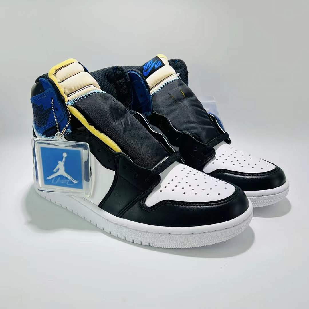 Nike SB Air Jordan 1 Retro High OG Defiant "LA to Chicago" Black White Royal Blue Yellow Sneakers CD6571-045 Men's Lifestyle Shoes