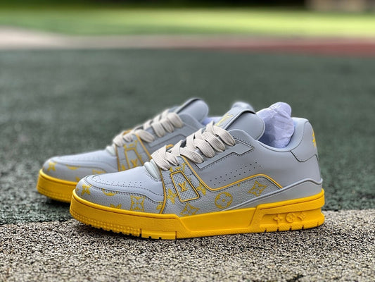 Louis Vuitton LV Trainer Sneaker Grey Yellow Monogram
