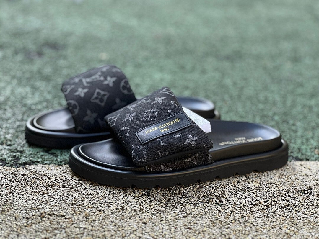 Louis Vuitton LV Sunset Flat Comfort Mule Monogram Jacquard Denim 1AAV0L