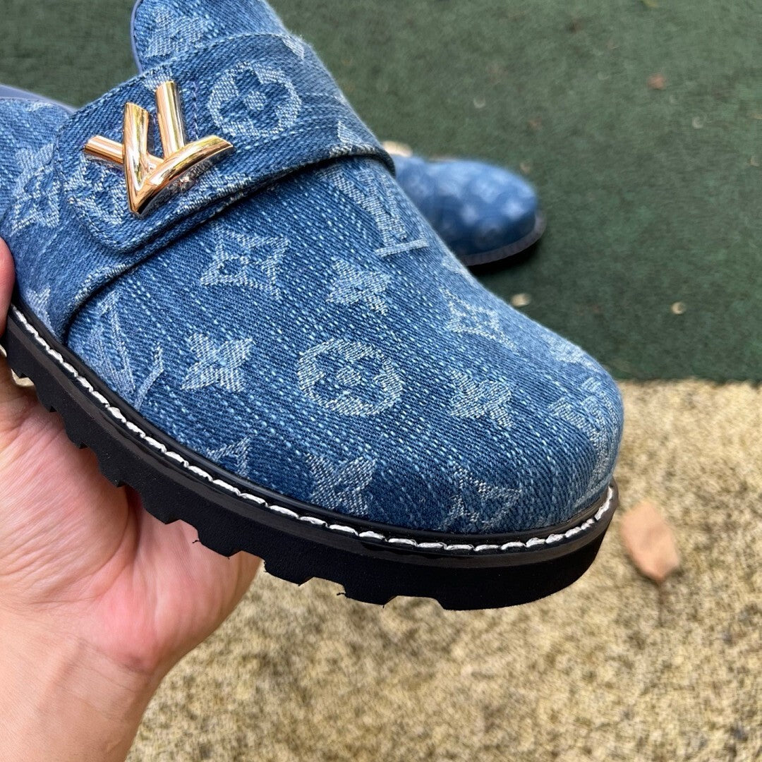 Louis Vuitton Lock It Flat Mule Monogram Denim