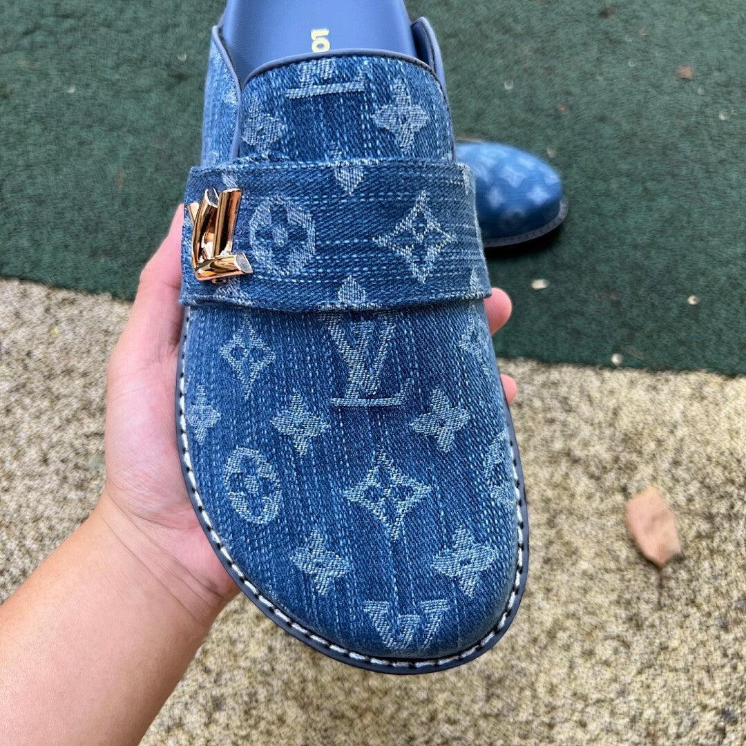 Louis Vuitton Lock It Flat Mule Monogram Denim