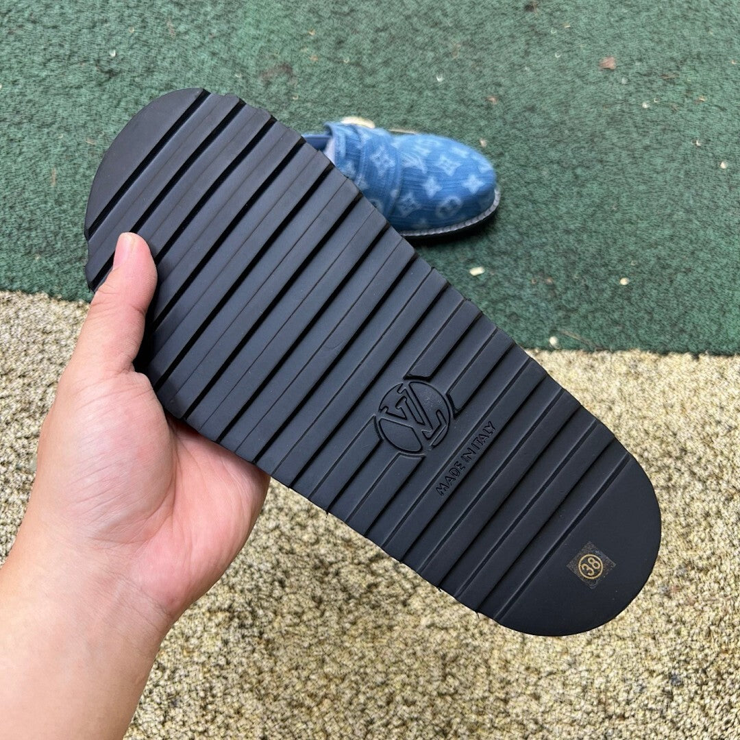 Louis Vuitton Lock It Flat Mule Monogram Denim