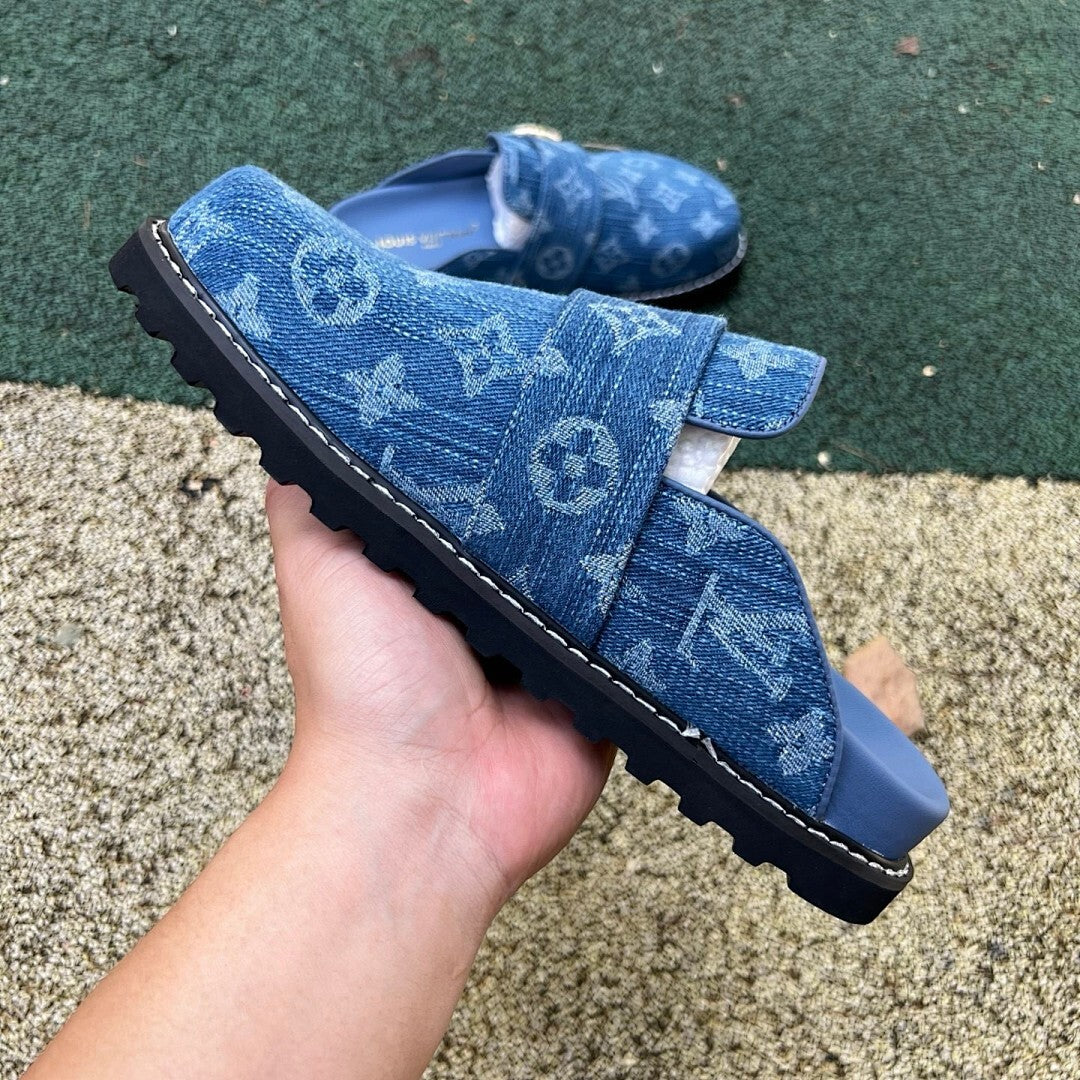 Louis Vuitton Lock It Flat Mule Monogram Denim