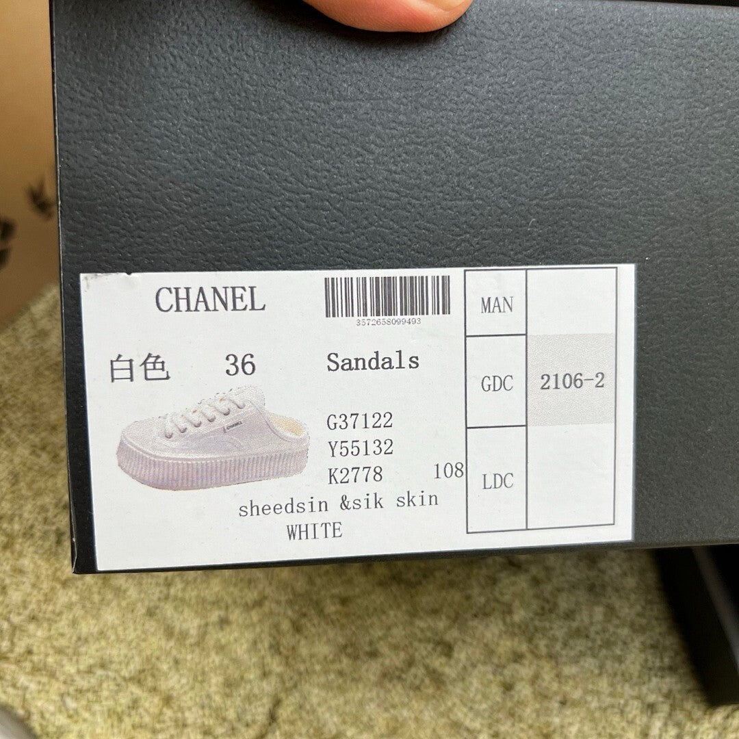CHANEL Canvas Platform Mules G39540