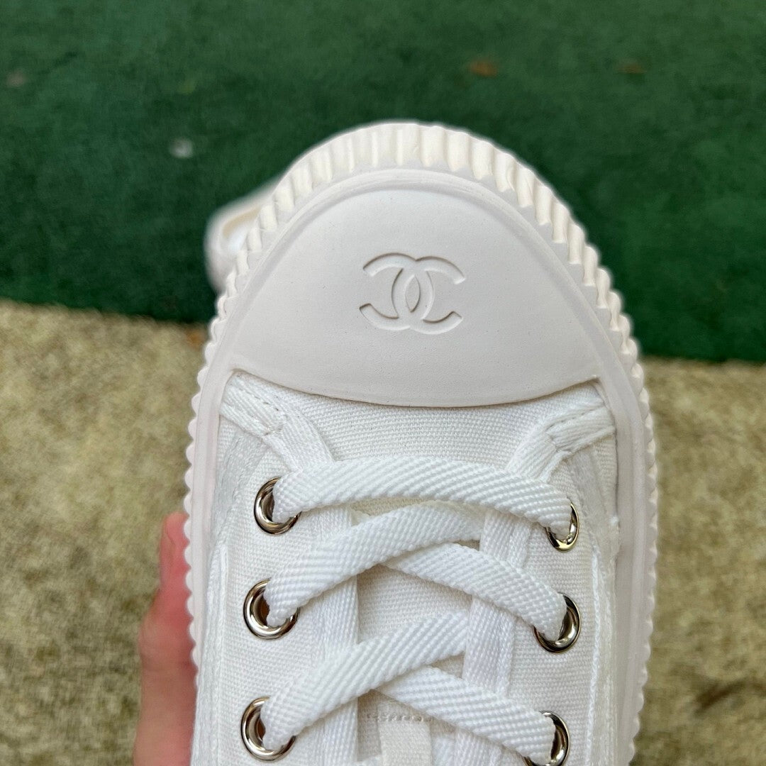 CHANEL Canvas Platform Mules G39540