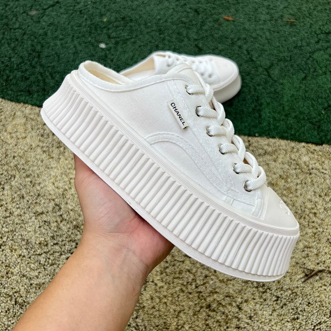 CHANEL Canvas Platform Mules G39540