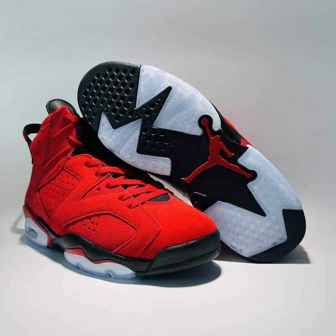 Air Jordan 6 Retro Infrared 23 Men's Basketball Shoes Red Black Suede Sneakers 384664-623