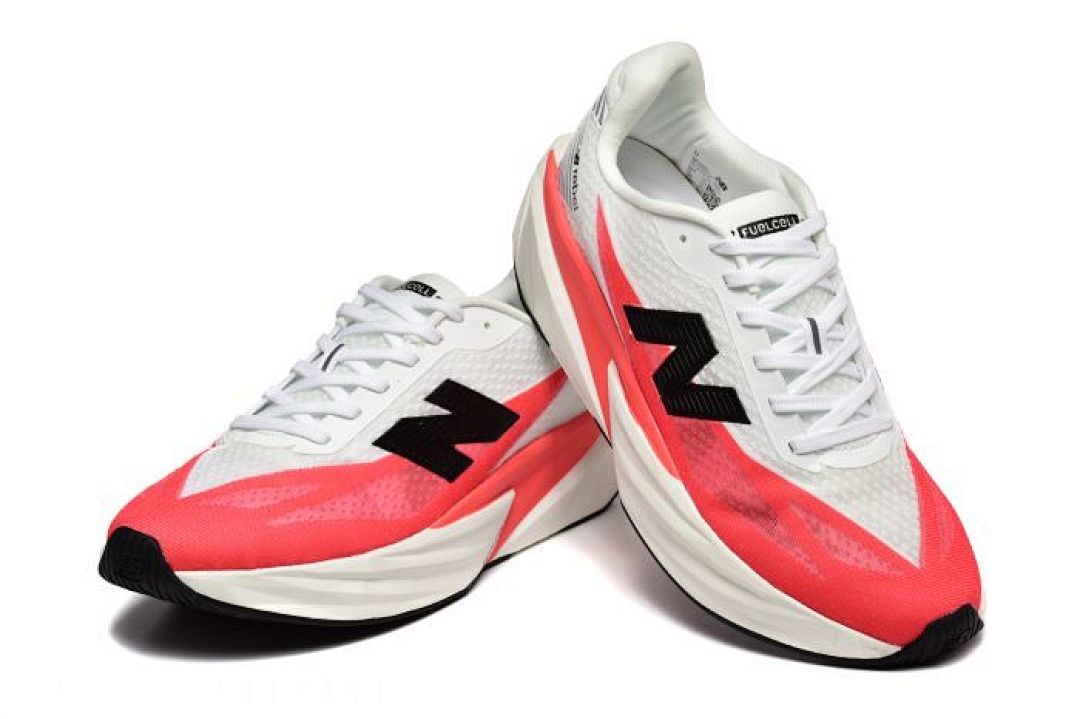New Balance Men's FuelCell Rebel v2 Running Shoes White Ghost Pepper Black MFCXLM2