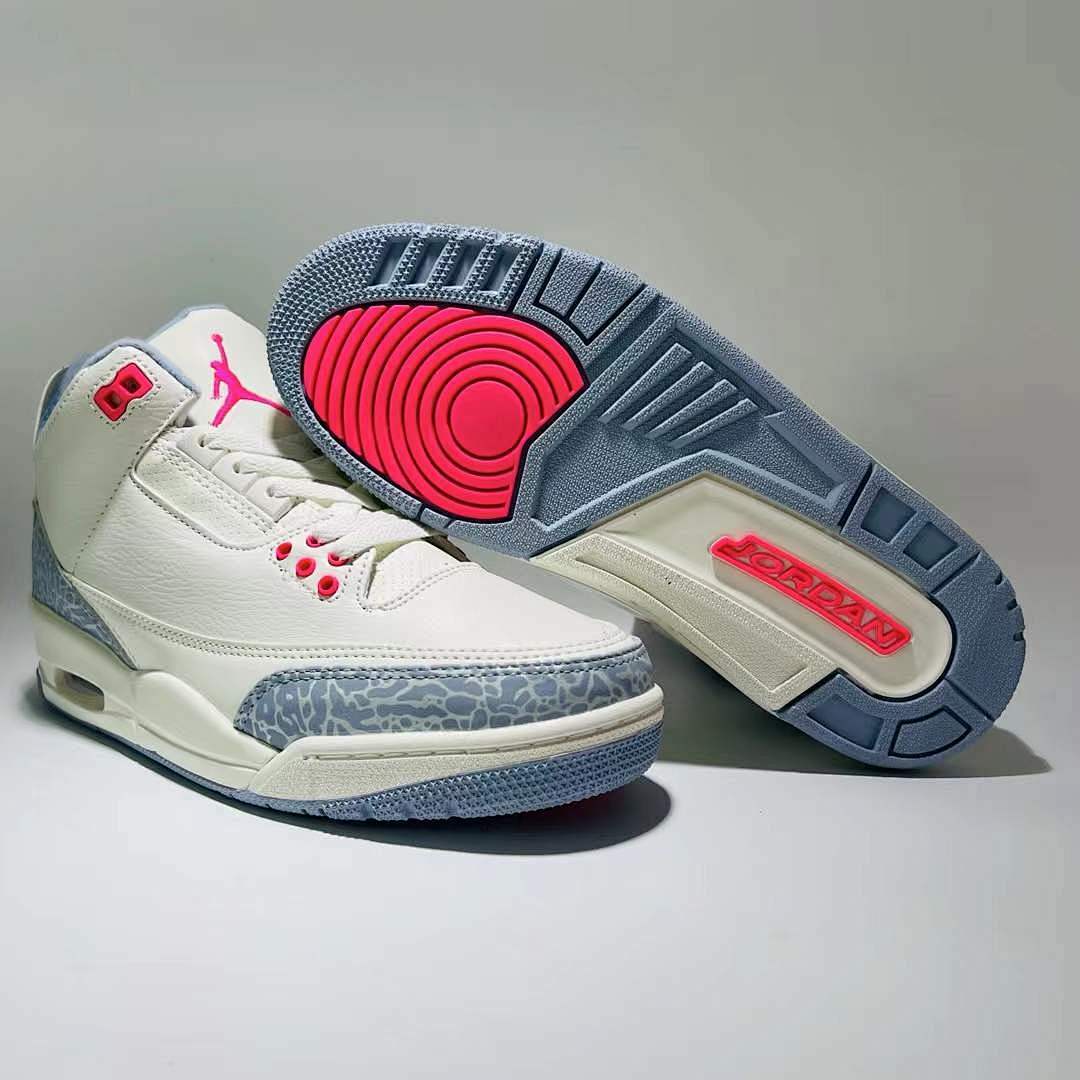 Air Jordan 3 Retro Georgia Peach Women's Sneakers White Fuchsia Blast Cement Grey CK9246-102