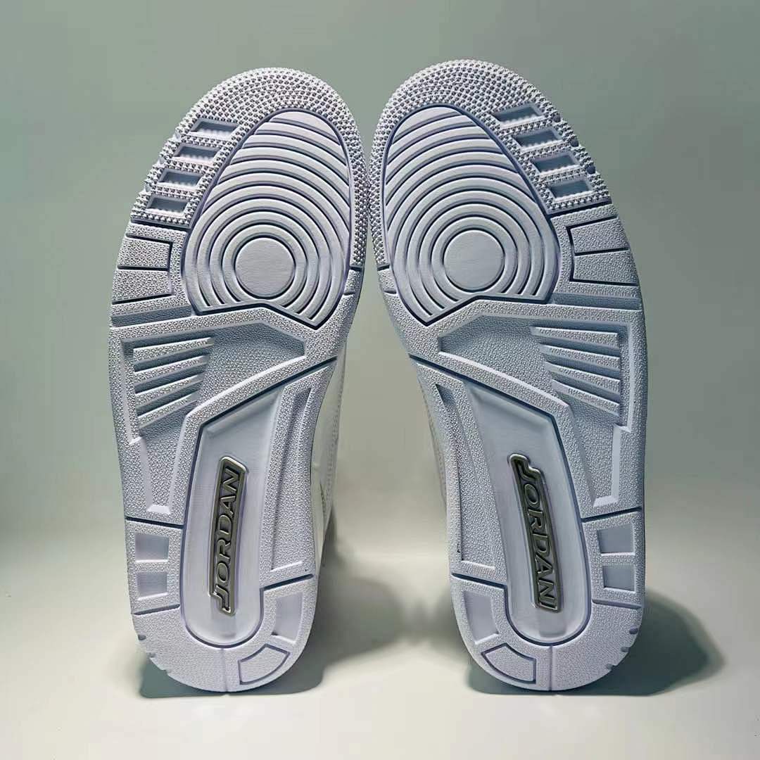 Air Jordan 3 Retro Pure Money White Metallic Silver Pure Platinum Men's Sneakers Shoes (136064-103)