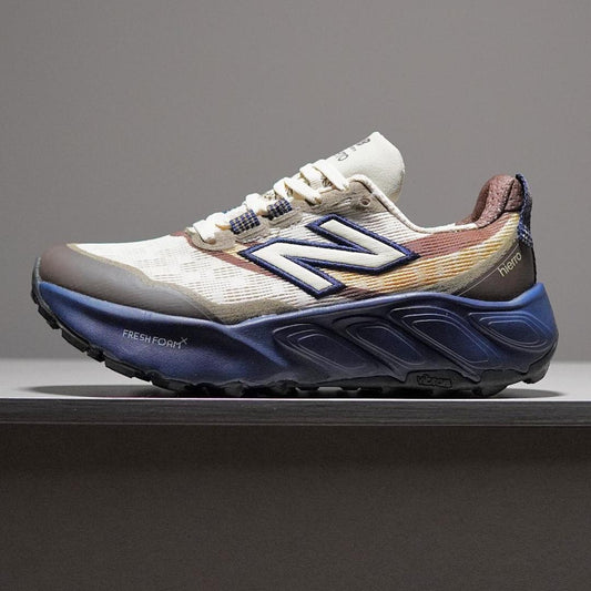 New Balance Fresh Foam X Hierro v7 Men's Trail Running Shoes - Cream Blue Brown Striped