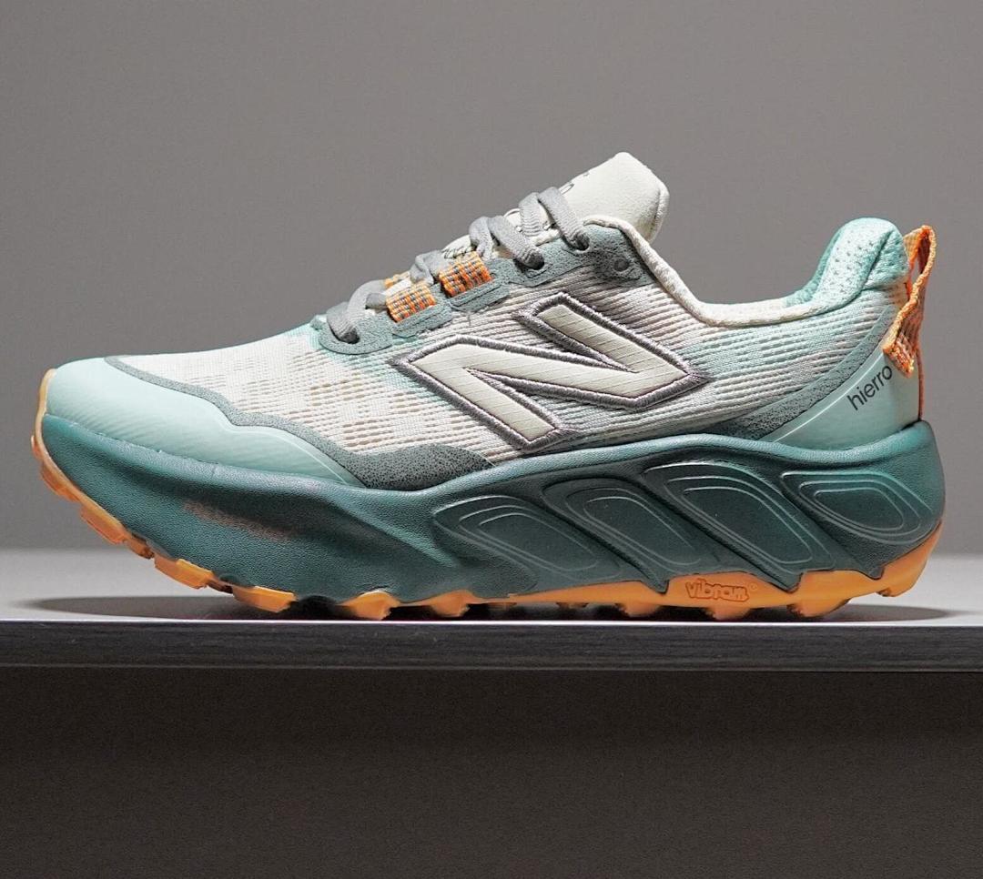 New Balance Hierro Trail Running Shoes Light Grey Teal Orange Vibram Sole