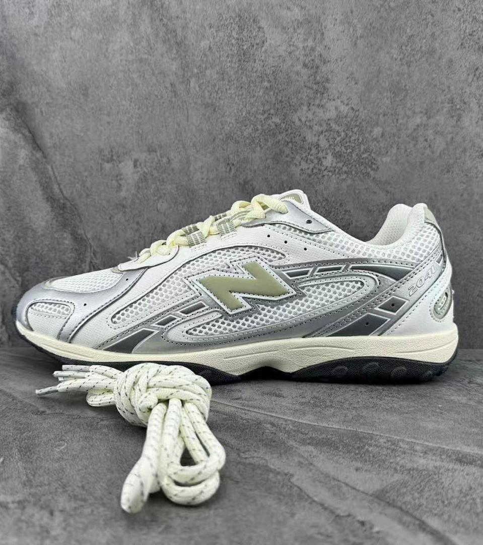 New Balance 2041 White Silver Metallic Mesh Retro Running Lifestyle Sneakers