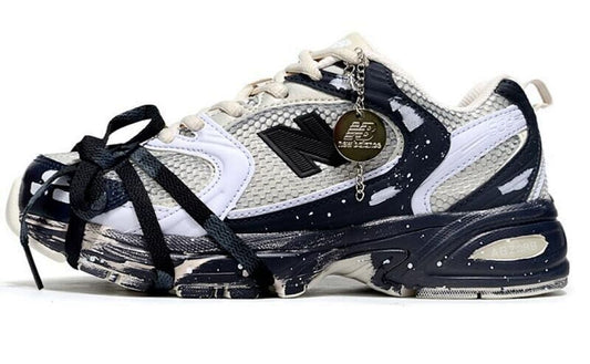 New Balance 530 x COMME des GARÇONS HOMME Navy Distressed Paint Splatter Lifestyle Sneakers M530CDH