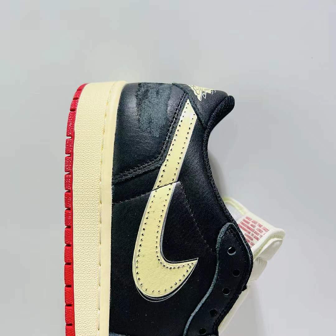 Air Jordan 1 Low SE Black Sail Gym Red Mini Swoosh Stitched Sneakers
Air Jordan 1 Low SE 'Black/Sail/Gym Red'
