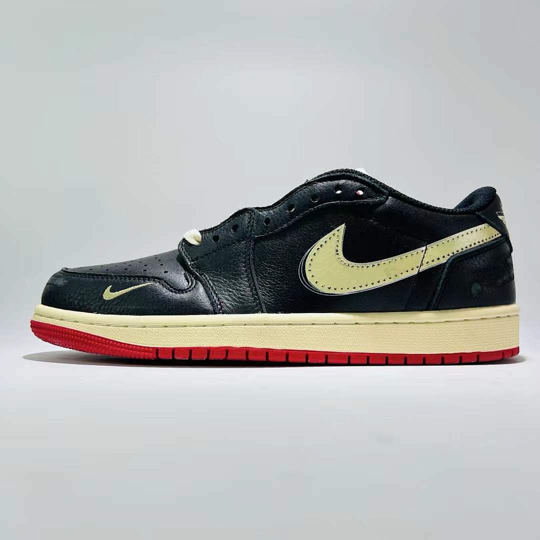 Air Jordan 1 Low SE Black Sail Gym Red Mini Swoosh Stitched Sneakers
Air Jordan 1 Low SE 'Black/Sail/Gym Red'