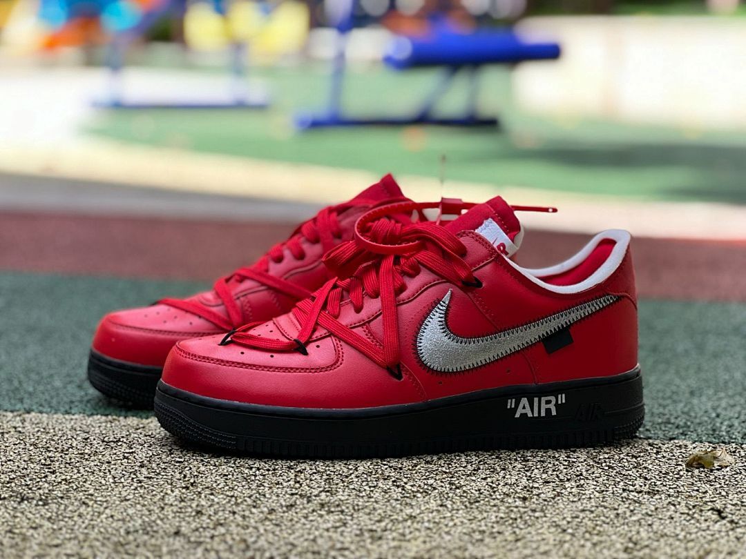 Off-White Nike Air Force 1 Low Red Black Metallic Silver