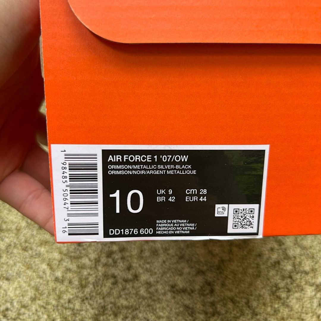 Off-White Nike Air Force 1 Low Red Black Metallic Silver